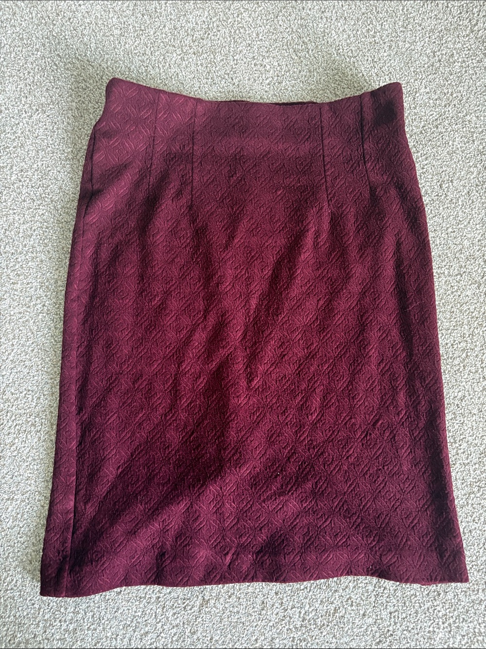 LOFT Burgundy Textured Pencil Skirt